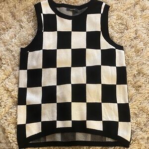 Checkered Black and White Sweater Vest